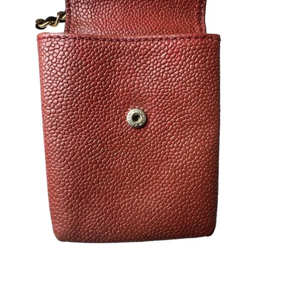 Authentic CHANEL Cigarette Case CC Amber Caviar Skin Leather Chained Hanging Bag - Picture 10 of 13